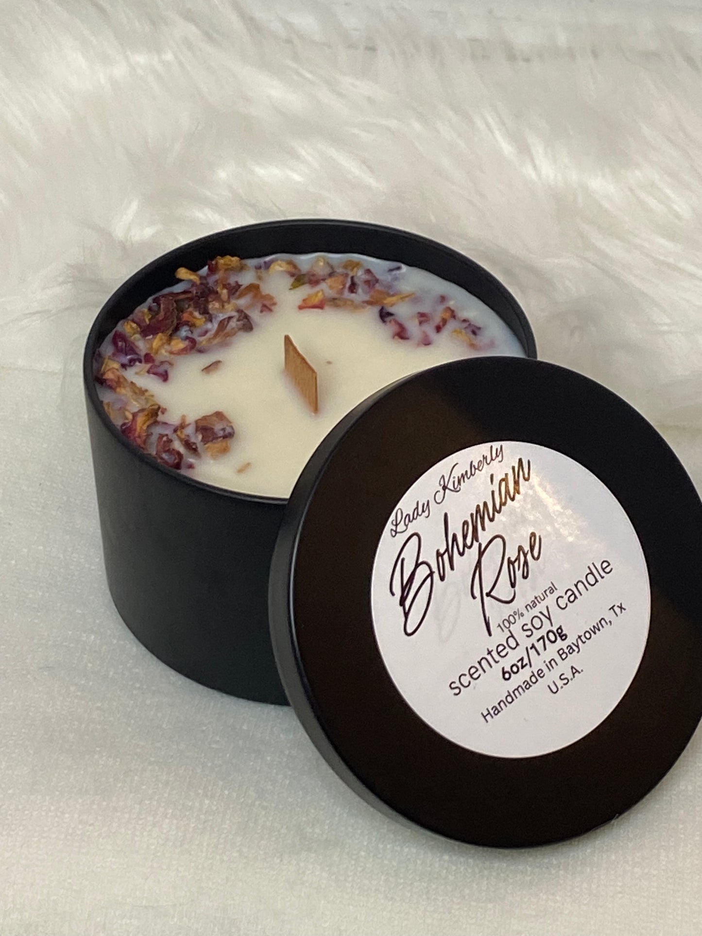 6oz/170g Black tin soy candle